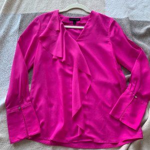 Ann Taylor Hot Pink Ruffle Blouse